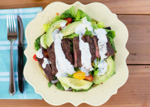 Grilled Skirt Steak w/Creamy Blue Cheese Dressing