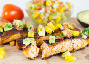 Blackened Salmon w/Mango Avocado Salsa