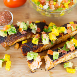 Blackened Salmon w/Mango Avocado Salsa