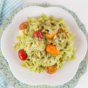 Caprese Avocado Pesto Pasta