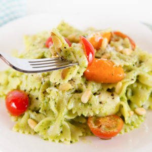 Caprese Avocado Pesto Pasta