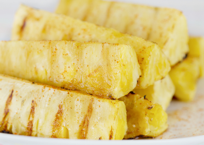 Grilled Pineapple w/honey & cayenne