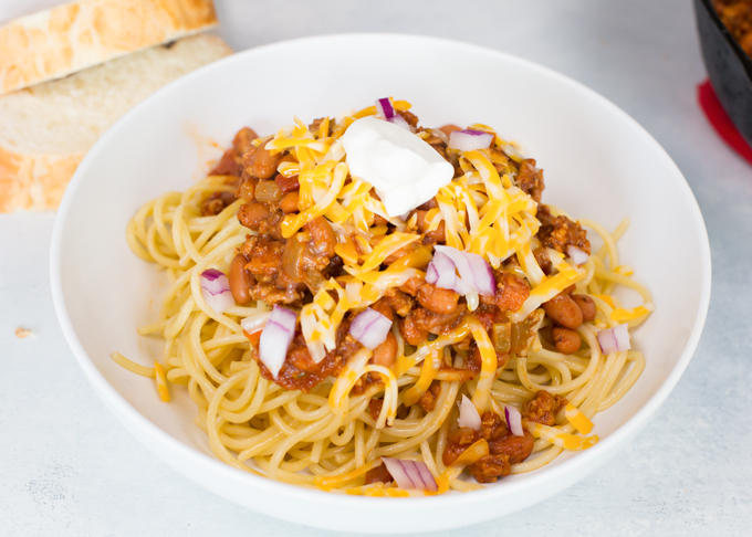 Turkey Chili Spaghetti