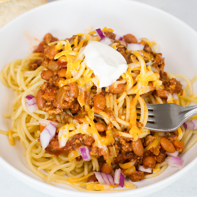 Turkey Chili Spaghetti - Joy in Every Season