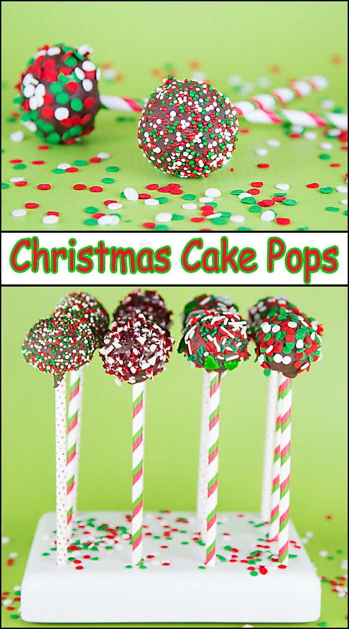 Cake Pops put the fun in cake! Loved by both kids and adults, what's not to love about a couple of bites of cake, dipped in chocolate, and rolled in your favorite sprinkles? Cake pops | Christmas | holiday baking |