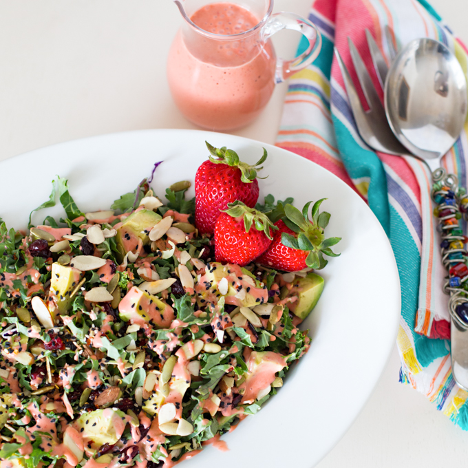 Kale Salad with Strawberry Vinaigrette