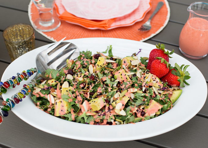 Kale Salad with Strawberry Vinaigrette