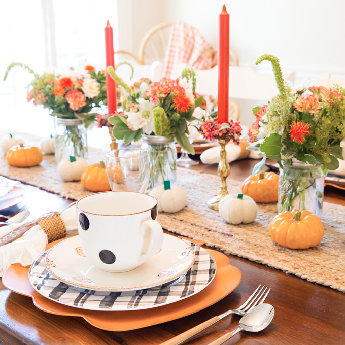 Pumpkin Floral Fall Tablescape