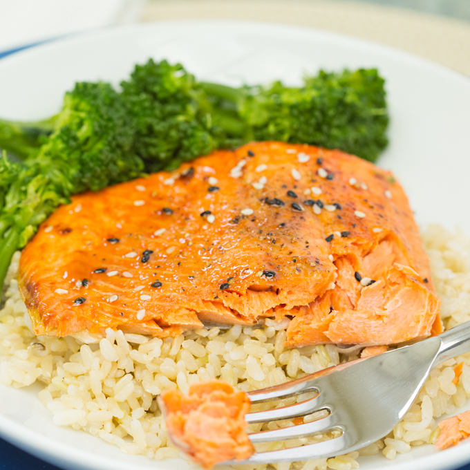 Air Fryer Hot Honey Salmon Bowls - PaleOMG