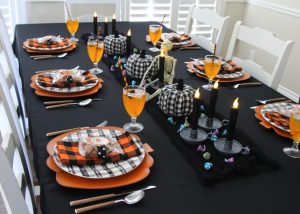 Black and Orange Halloween Tablescape