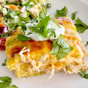 Green Chile Chicken Enchilada Casserole