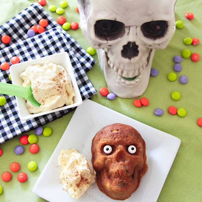 Pumpkin Chocolate Chip Skull Cake